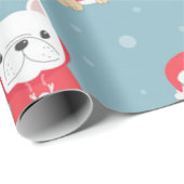 キュートフランスのブルドッグのクリスマスパターン ラッピングペーパー (ロールコーナー)