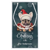 キュートフランスのブルドッグサンタハットメリークリスマス スモールペーパーバッグ (裏面)