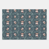 キュートフランスのブルドッグサンタハットメリークリスマス ラッピングペーパーシート (正面2)