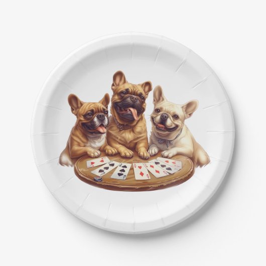 キュートフランスのブルドッグトランプ ペーパープレート (正面)
