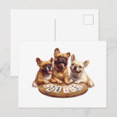 キュートフランスのブルドッグトランプ ポストカード (正面/裏面)