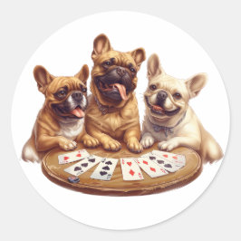 キュートフランスのブルドッグトランプ ラウンドシール