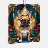 キュートフランスのブルドッグパステルステンドグラスのクリスマス セラミックオーナメント (右)