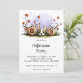 キュートフランスのブルドッグパピーハローウィンパーティ 招待状 (スタンド正面)