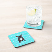 キュートフランスのブルドッグパピーブルー水玉模様 コースター (右側)