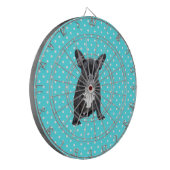 キュートフランスのブルドッグパピーブルー水玉模様 ダーツボード (正面左)