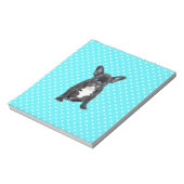 キュートフランスのブルドッグパピーブルー水玉模様 ノートパッド (回転)