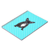 キュートフランスのブルドッグパピーブルー水玉模様 ノートブック (左側)