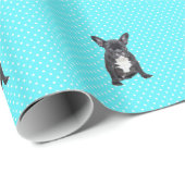 キュートフランスのブルドッグパピーブルー水玉模様 ラッピングペーパー (ロールコーナー)
