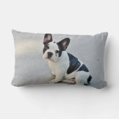 キュートフランスのブルドッグパピー白黒 ランバークッション (裏面)