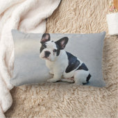 キュートフランスのブルドッグパピー白黒 ランバークッション (ブランケット)
