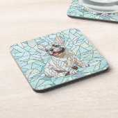 キュートフランスのブルドッグパピー – パステルモザイク コースター (左側)