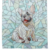 キュートフランスのブルドッグパピー – パステルモザイク シャワーカーテン (正面)