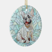 キュートフランスのブルドッグパピー – パステルモザイク セラミックオーナメント (右)