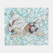 キュートフランスのブルドッグパピー – パステルモザイク フリースブランケット (正面(横))