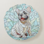 キュートフランスのブルドッグパピー – パステルモザイク ラウンドクッション (裏面)