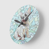 キュートフランスのブルドッグパピー – パステルモザイク ラウンド壁時計 (傾斜)