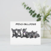 キュートフランスのブルドッグパピー ポストカード (スタンド正面)