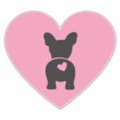 キュートフランスのブルドッグピンクハートテールビニールシール シール (正面)