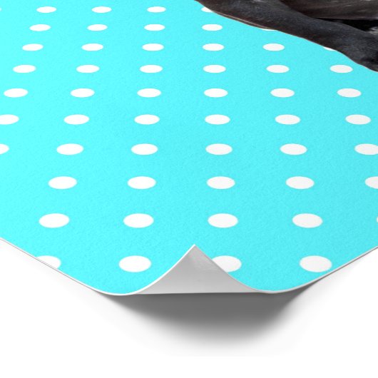 キュートフランスのブルドッグブルー水玉模様ポスター ポスター (角)