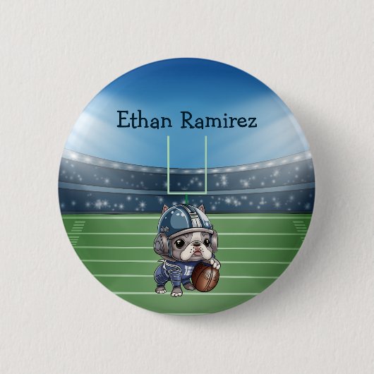 キュートフランスのブルドッグ対戦球場 缶バッジ (正面)