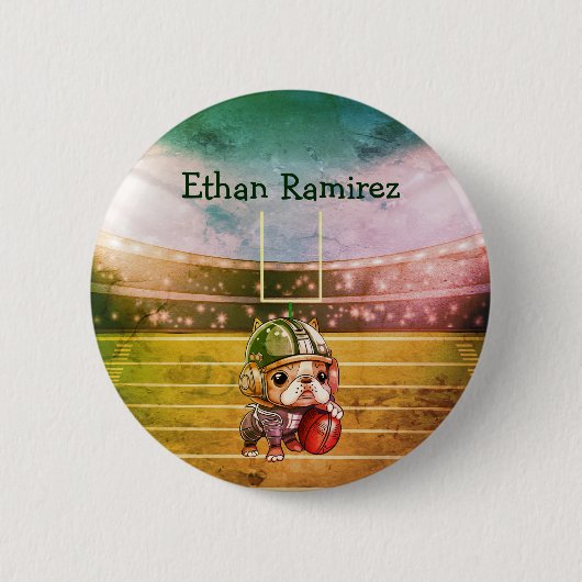 キュートフランスのブルドッグ対戦球場 缶バッジ (正面)