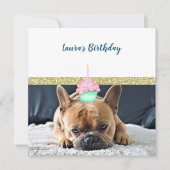 キュートフランスのブルドッグ白海軍招待状 招待状 (正面)