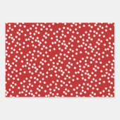 キュートフランスのブルドッグ&レッドストライプのクリスマス ラッピングペーパーシート (正面2)