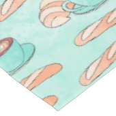 キュートフランスのペストリーとカプチーノ |パステルブルー テーブルクロス (アングル)