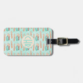 キュートフランスのペストリーとカプチーノ |パステルブルー ラゲッジタグ (正面横)