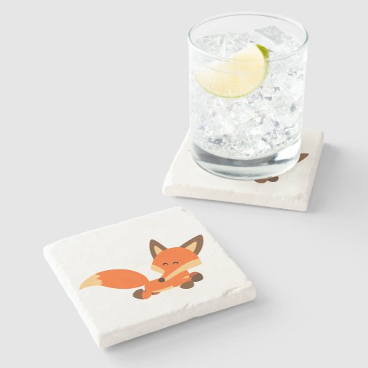 キュートフリートカートゥーンキツネストーンコースター ストーンコースター (横)