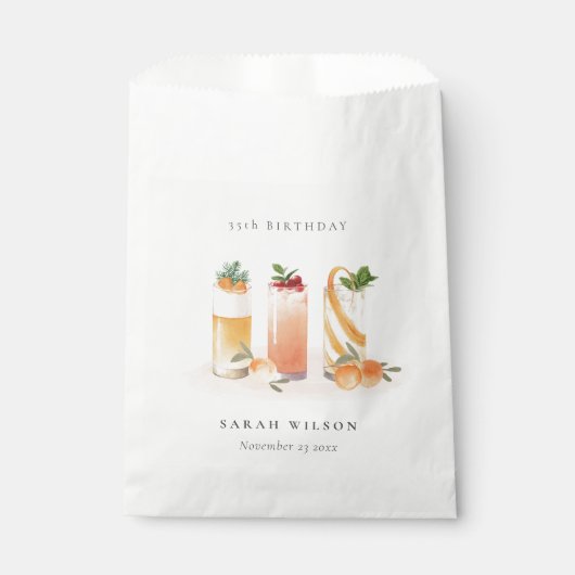 キュートフルーツカクテルオレンジ赤面任意の年齢誕生日 フェイバーバッグ (正面)