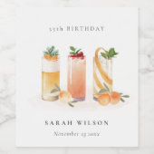 キュートフルーツカクテルオレンジ赤面任意の年齢誕生日 ワインラベル (シングルラベル)