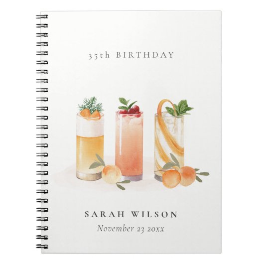 キュートフルーツカクテル赤面オレンジエイジ誕生日 ノートブック (正面)