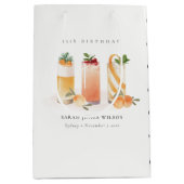 キュートフルーツカクテル赤面オレンジエイジ誕生日 ミディアムペーパーバッグ (正面)