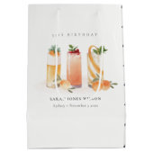 キュートフルーツカクテル赤面オレンジエイジ誕生日 ミディアムペーパーバッグ (裏面)