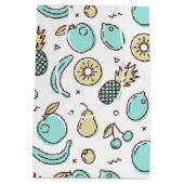 キュートフルーツパターン夏ラインスケッチ誕生日 ミディアムペーパーバッグ (裏面)