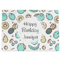 キュートフルーツパターン夏ラインスケッチ誕生日