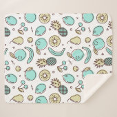 キュートフルーツパターン夏ラインスケッチ シェルパブランケット (正面(横))