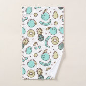 キュートフルーツパターン夏ラインスケッチ バスタオルセット (ハンドタオル)