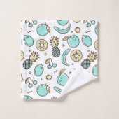 キュートフルーツパターン夏ラインスケッチ バスタオルセット (ウォッシュタオル)