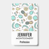 キュートフルーツパターン夏ラインスケッチ バッジ (裏面)