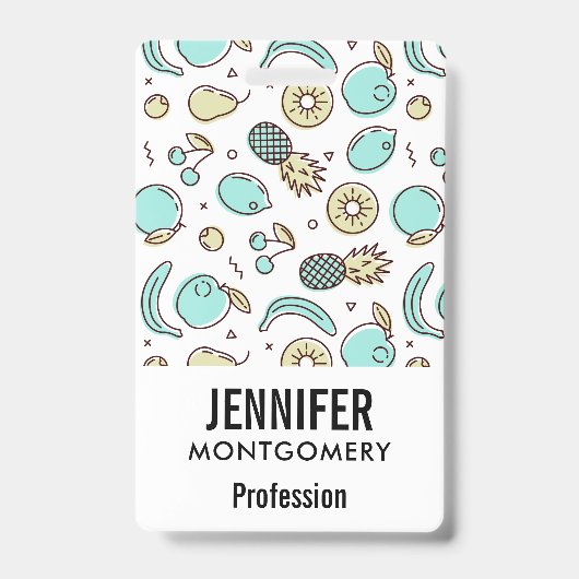 キュートフルーツパターン夏ラインスケッチ バッジ (正面)