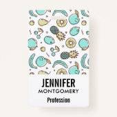 キュートフルーツパターン夏ラインスケッチ バッジ (裏面)