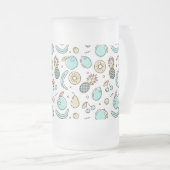 キュートフルーツパターン夏ラインスケッチ フロストグラスビールジョッキ (正面右)