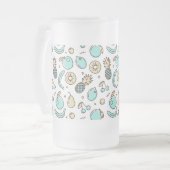 キュートフルーツパターン夏ラインスケッチ フロストグラスビールジョッキ (正面左)