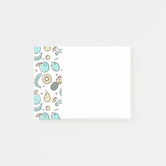 キュートフルーツパターン夏ラインスケッチ ポストイット (正面)