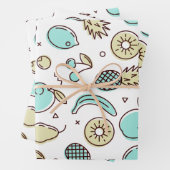 キュートフルーツパターン夏ラインスケッチ ラッピングペーパーシート (インサイチュ)