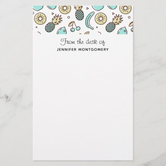 キュートフルーツパターン夏ラインスケッチ 便箋 (正面)