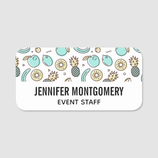 キュートフルーツパターン夏ラインスケッチ 名札 (正面)